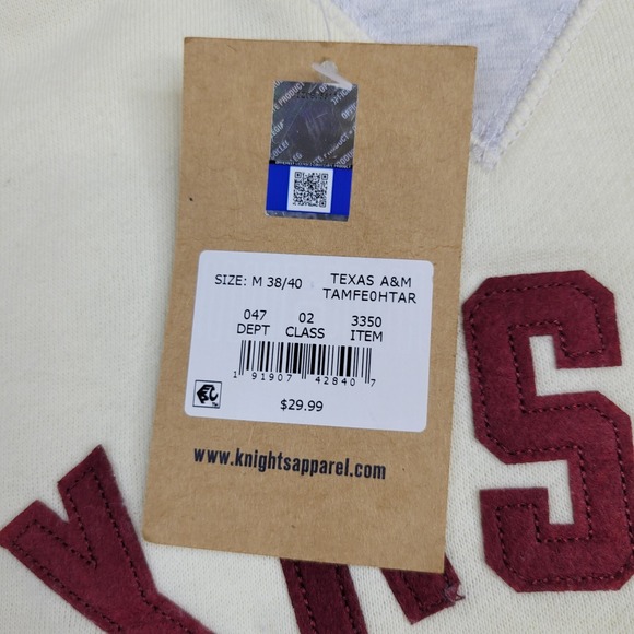 Texas A&M Aggies Mens Medium Cream Gray Pullover Sweatshirt Rivalry Threads NEW - Picture 5 of 9